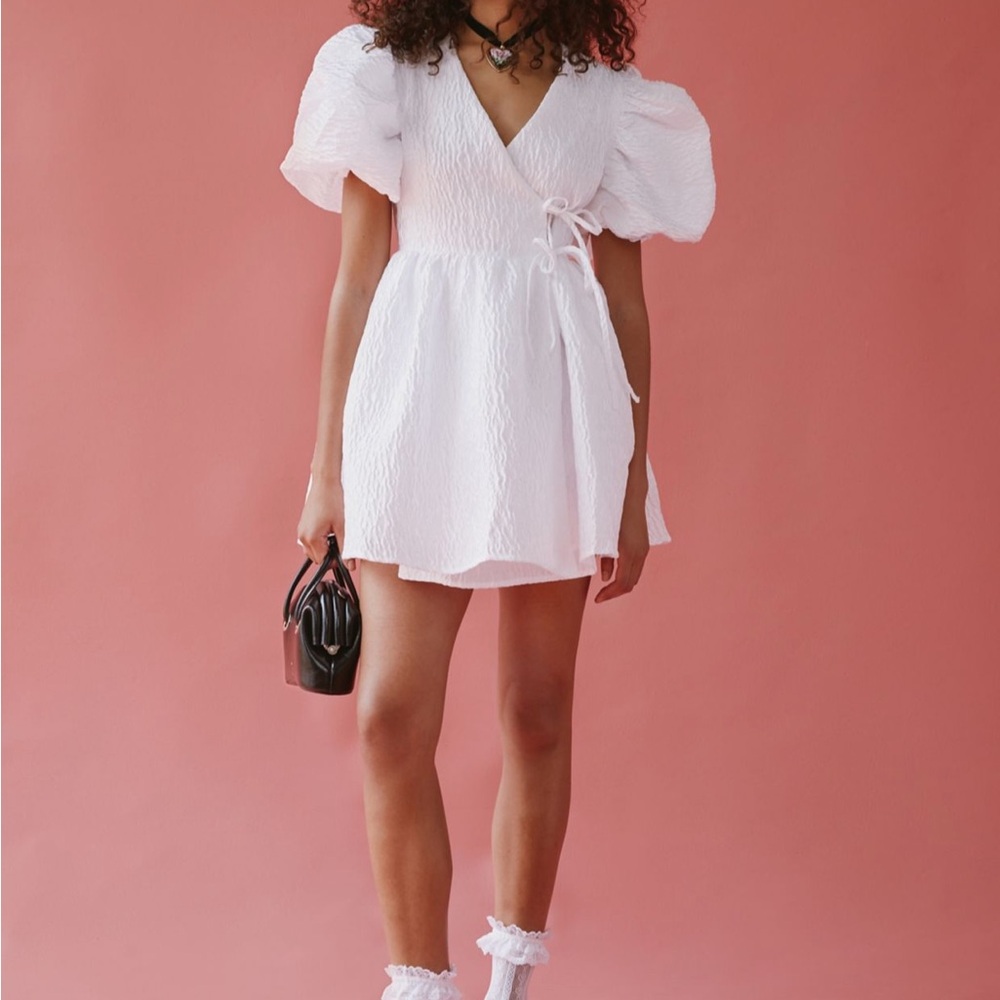 Sister Jane Maria Jacquard Puff Sleeve mini dress